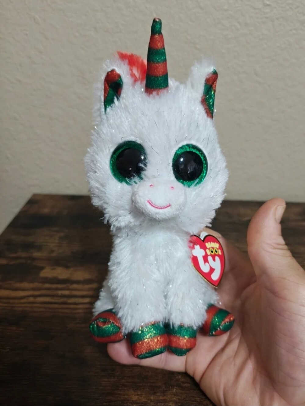 Ty Beanie Boos Snowfall The Christmas Unicorn 7" Holiday Plush, Glitter Eyes NWT